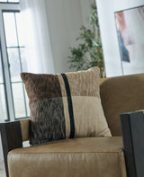 Adrielton black, brown and tan plaid accent pillow square front view