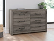 Graystorm Brown Gray 6-drawer dresser front view