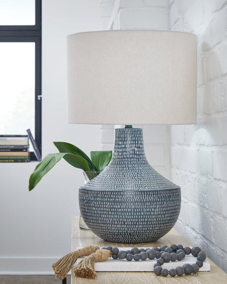 Schylarmont Antique Gray and White Table Lamp front view