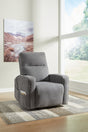 Starganza Gray Power Lift Recliner in gray fabric, main front angle