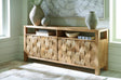 Hudwick Natural Brown Wood Accent Cabinet front view