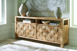 Hudwick Natural Brown Wood Accent Cabinet front view