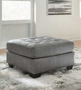 Clairette Court oversized accent ottoman in alloy chenille fabric, front view