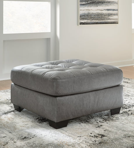 Clairette Court oversized accent ottoman in alloy chenille fabric, front view