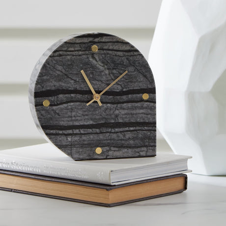 Janmour black marble table clock set of 2 on white background