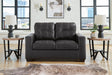 Barlin Mills Carbon Faux Leather Loveseat front view