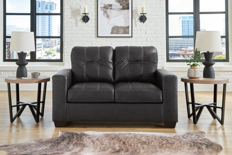 Barlin Mills Carbon Faux Leather Loveseat front view