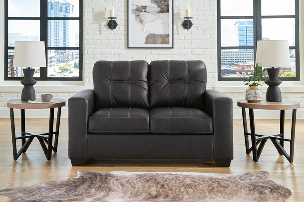 Barlin Mills Carbon Faux Leather Loveseat front view