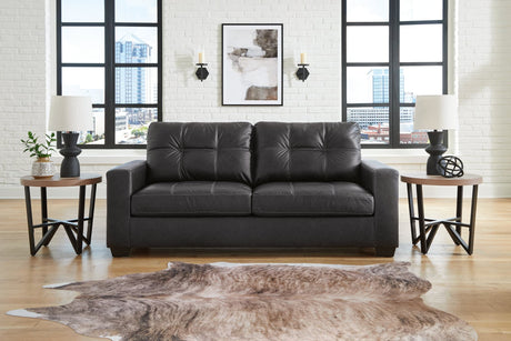Barlin Mills Carbon Faux Leather Sofa main front view