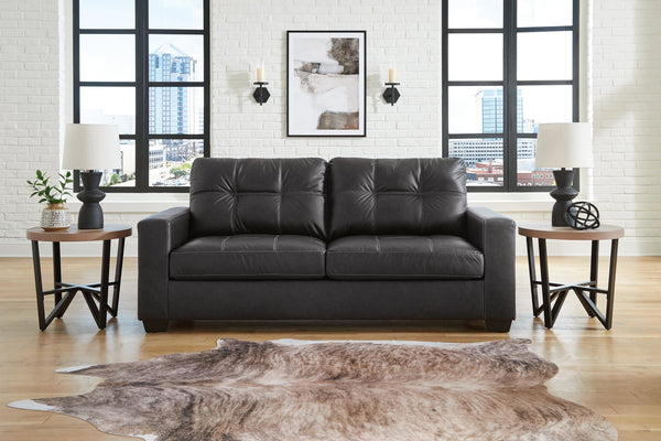 Barlin Mills Carbon Faux Leather Sofa main front view