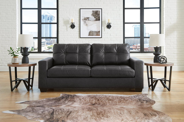 Barlin Mills Carbon Faux Leather Sofa main front view