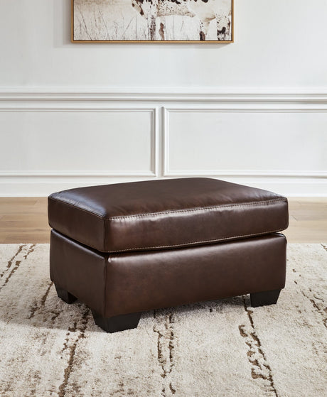 Santorine Dark Brown Leather Ottoman front angle view