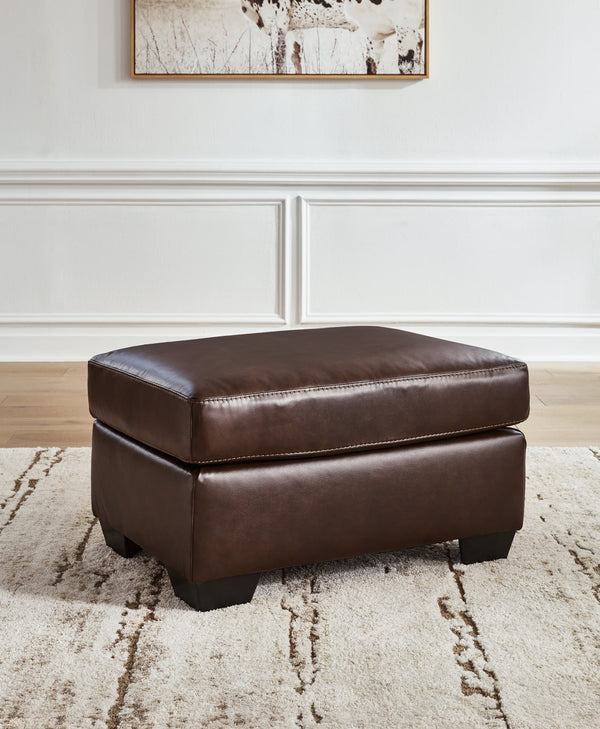 Santorine Dark Brown Leather Ottoman front angle view