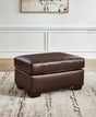 Santorine Dark Brown Leather Ottoman front angle view