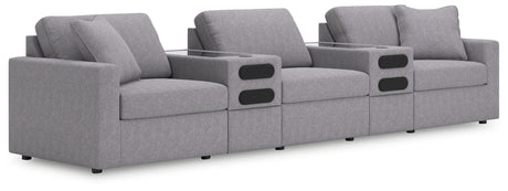 front view of Modmax 5-Piece Sectional Sofa in granite performance fabric