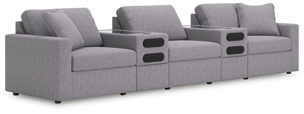 front view of Modmax 5-Piece Sectional Sofa in granite performance fabric