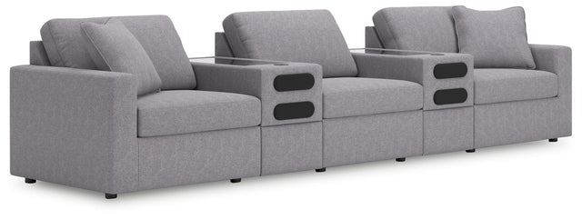 front view of Modmax 5-Piece Sectional Sofa in granite performance fabric