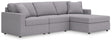 Front view of Modmax 3-Piece Sectional with left-arm chaise in granite fabric