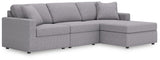 Front view of Modmax 3-Piece Sectional with left-arm chaise in granite fabric