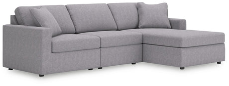 Front view of Modmax 3-Piece Sectional with left-arm chaise in granite fabric