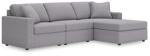 Front view of Modmax 3-Piece Sectional with left-arm chaise in granite fabric