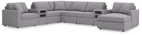 front view of Modmax Granite 8-Piece Sectional Sofa with Audio System and Left Chaise