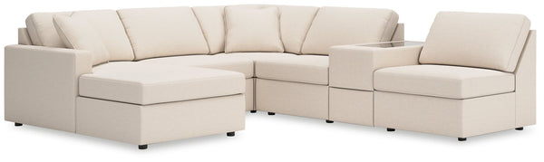 Main view of Modmax 6-Piece Sectional Sofa in Oyster Performance Fabric with Left-Facing Chaise