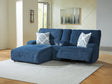 Acklen Place Navy 3-Piece Power Reclining Sectional Sofa with Chaise front angle