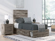 Graystorm twin panel storage bed weathered brown gray front angle