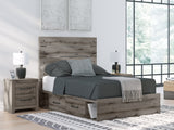 Graystorm Full Panel Bed front view showing panel headboard in brown gray finish