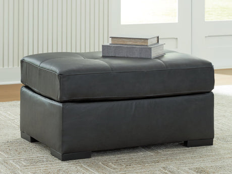 Brindley Pier Fog Leather Oversized Accent Ottoman angled view