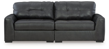 Brindley Pier Fog Leather 2-Piece Sectional Loveseat front view