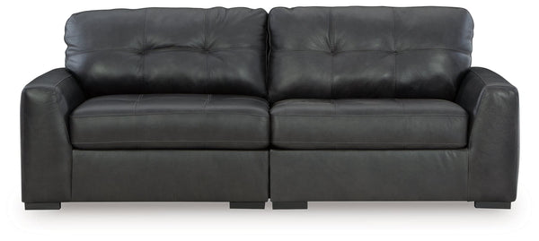 Brindley Pier Fog Leather 2-Piece Sectional Loveseat front view