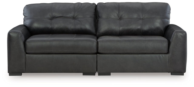 Brindley Pier Fog Leather 2-Piece Sectional Loveseat front view