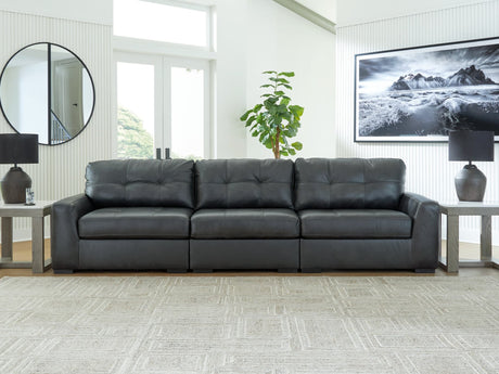 Brindley Pier Fog Leather 3-Piece Sectional Sofa main front view