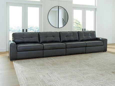 Brindley Pier Fog Leather 4-Piece Sectional sectional sofa main view