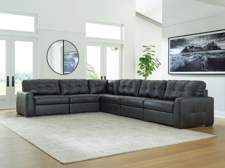 Brindley Pier Fog Leather 6-Piece Sectional sofa main front view