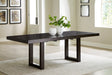 Neymorton Dark Grayish Brown dining extension table angled view