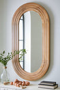 Daverly brown wood-framed oval accent mirror front view