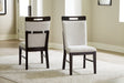 Neymorton Light Gray and Brown Upholstered Dining Chair front angle
