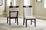 Neymorton Light Gray and Brown Upholstered Dining Chair front angle