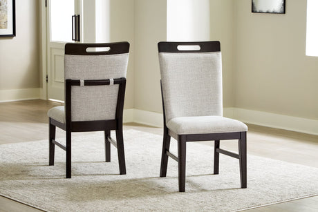 Neymorton Light Gray and Brown Upholstered Dining Chair front angle
