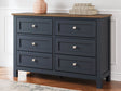 Landocken blue and brown dresser angled side view