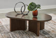 Korestone Coffee Table front view with oval tabletop and reeded base