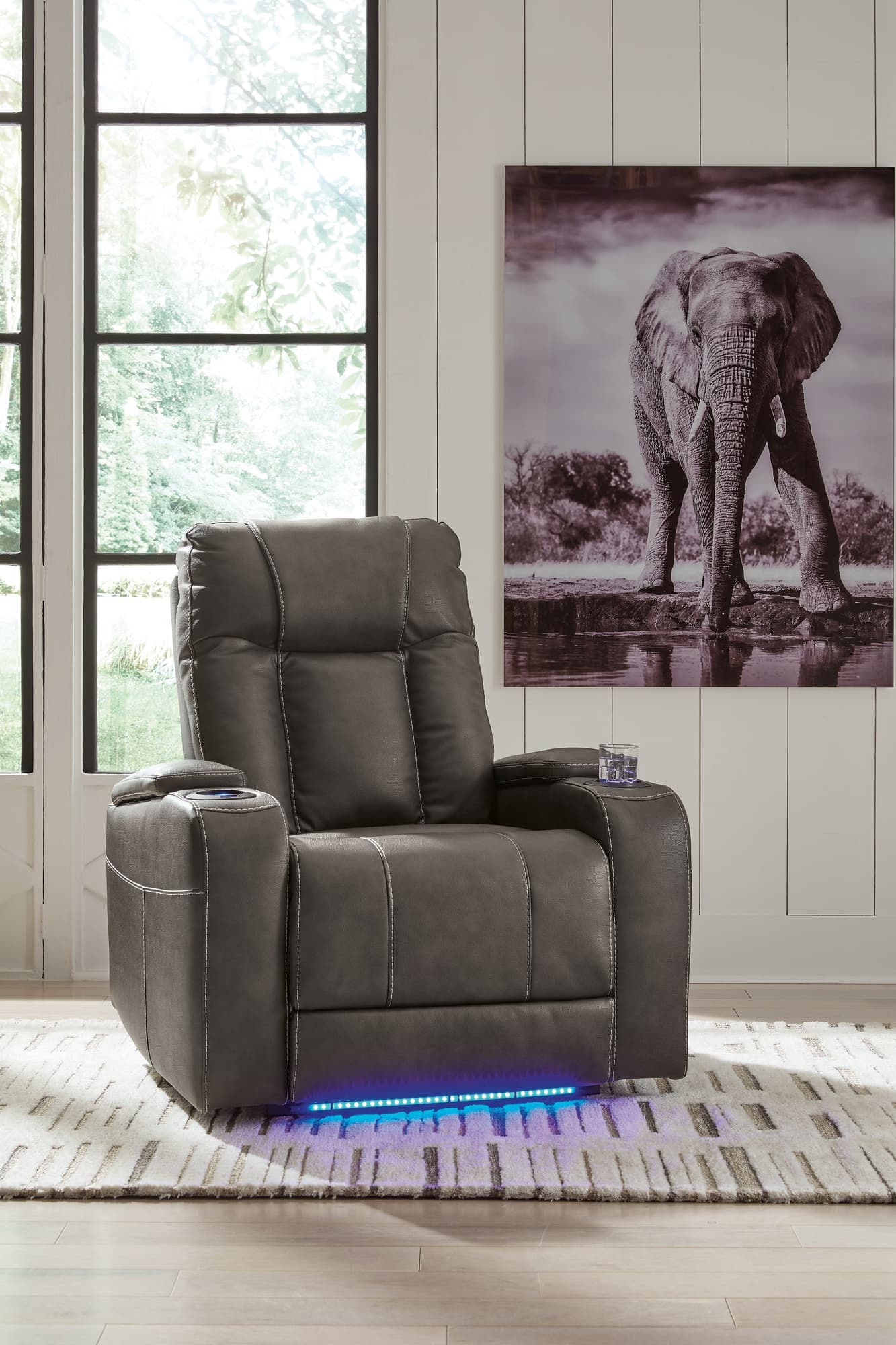 Feazada Shadow Faux Leather Power Recliner front view