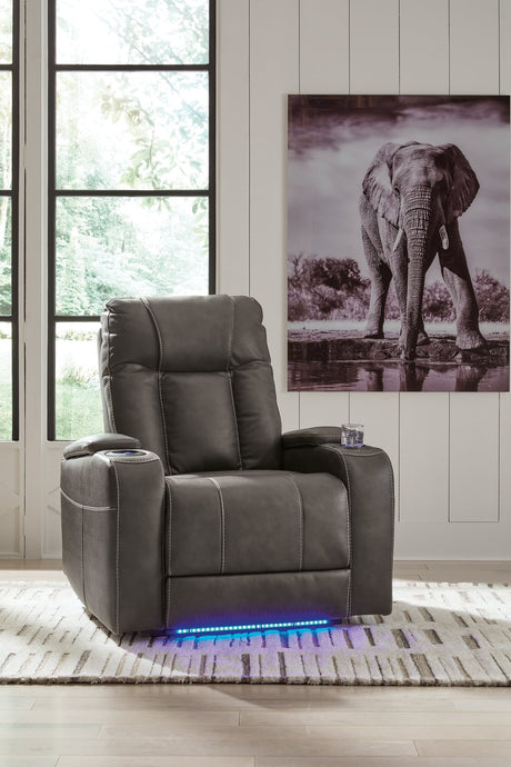 Feazada Shadow Faux Leather Power Recliner front view