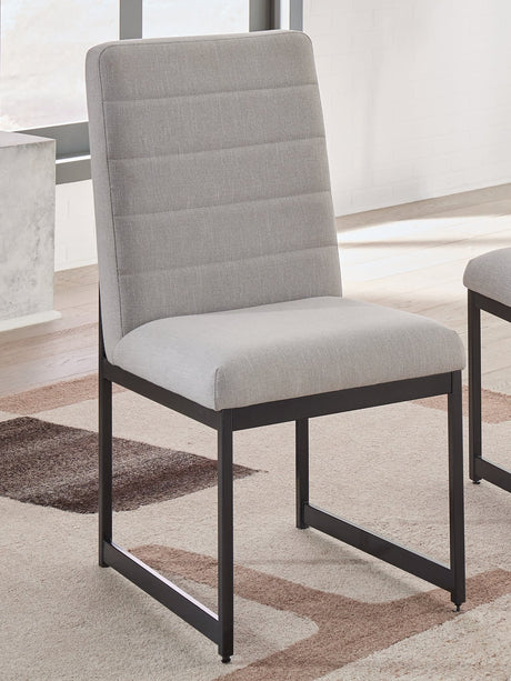 Tomtyn Light Brown upholstered dining chair front angle