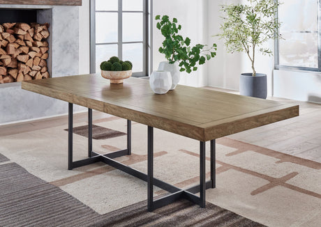Tomtyn Light Brown Dining Extension Table front view
