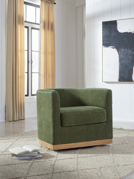Jersonlow Forest Green Swivel Chair front angle view