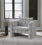 Kenbell Black and White Chevron Accent Chair front angled view